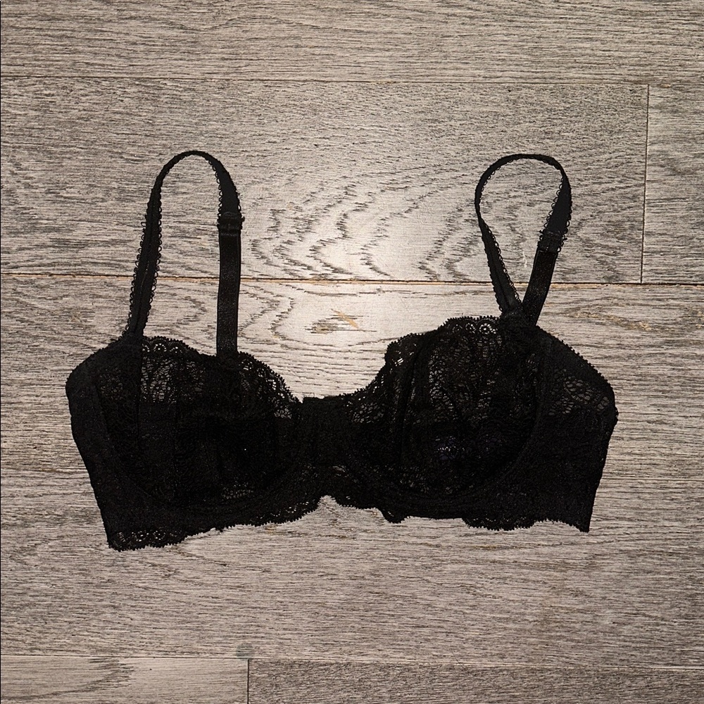 Journelle NWOT Allegra Unlined Black Balconette Lace Bra Size 34DD / 34E